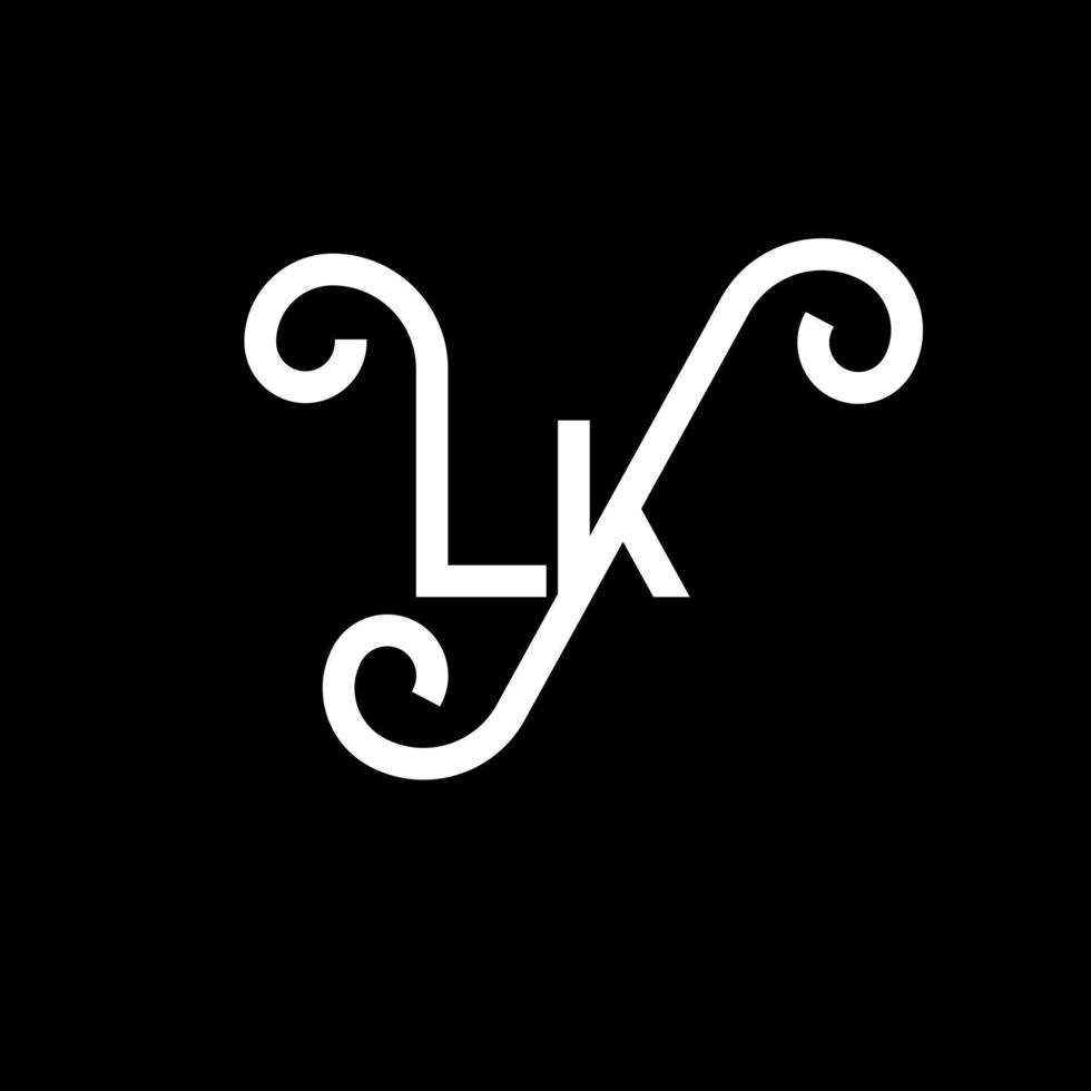 lk bokstavslogotypdesign. initiala bokstäver lk logotyp ikon. abstrakt bokstav lk minimal logotyp formgivningsmall. lk brev design vektor med svarta färger. lk logotyp