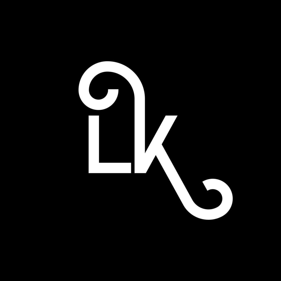 lk bokstavslogotypdesign. initiala bokstäver lk logotyp ikon. abstrakt bokstav lk minimal logotyp formgivningsmall. lk brev design vektor med svarta färger. lk logotyp