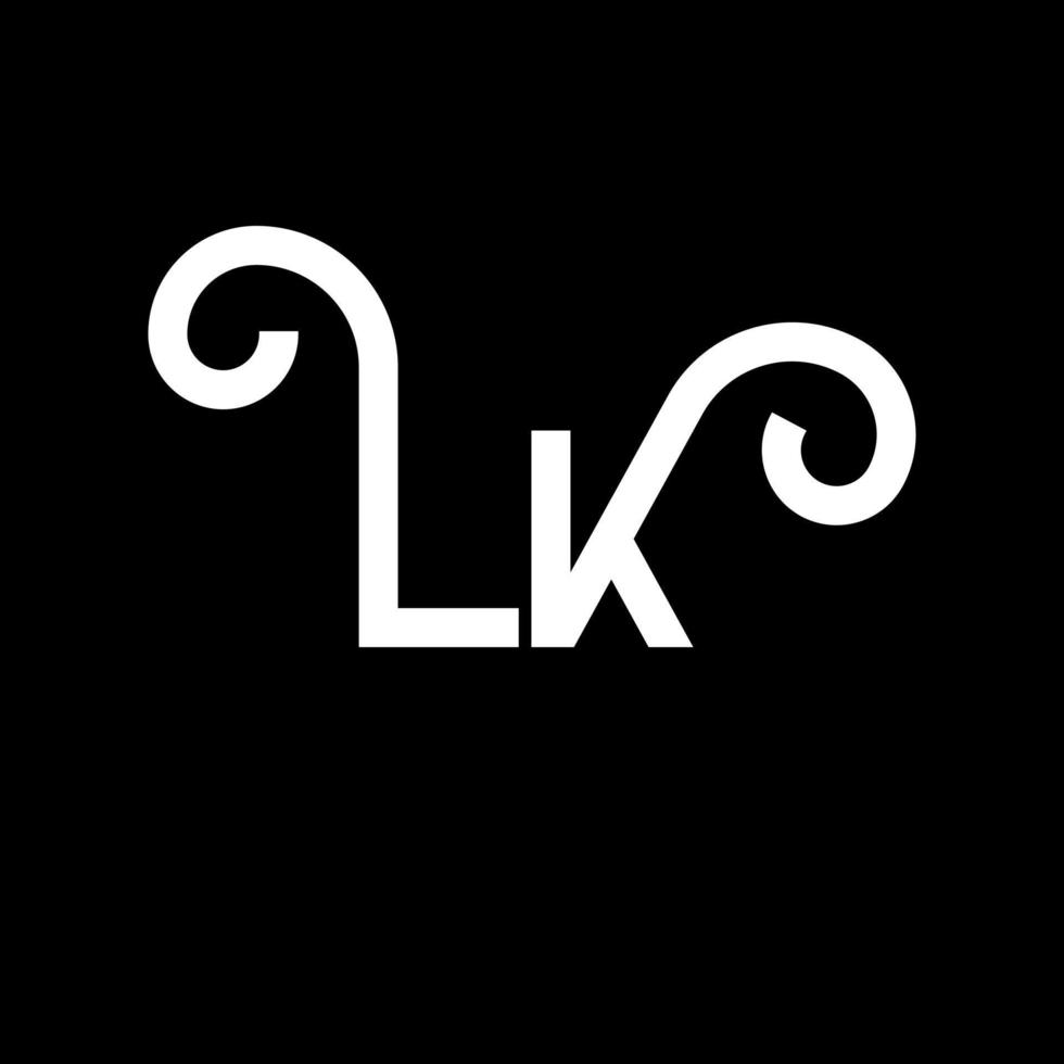 lk bokstavslogotypdesign. initiala bokstäver lk logotyp ikon. abstrakt bokstav lk minimal logotyp formgivningsmall. lk brev design vektor med svarta färger. lk logotyp