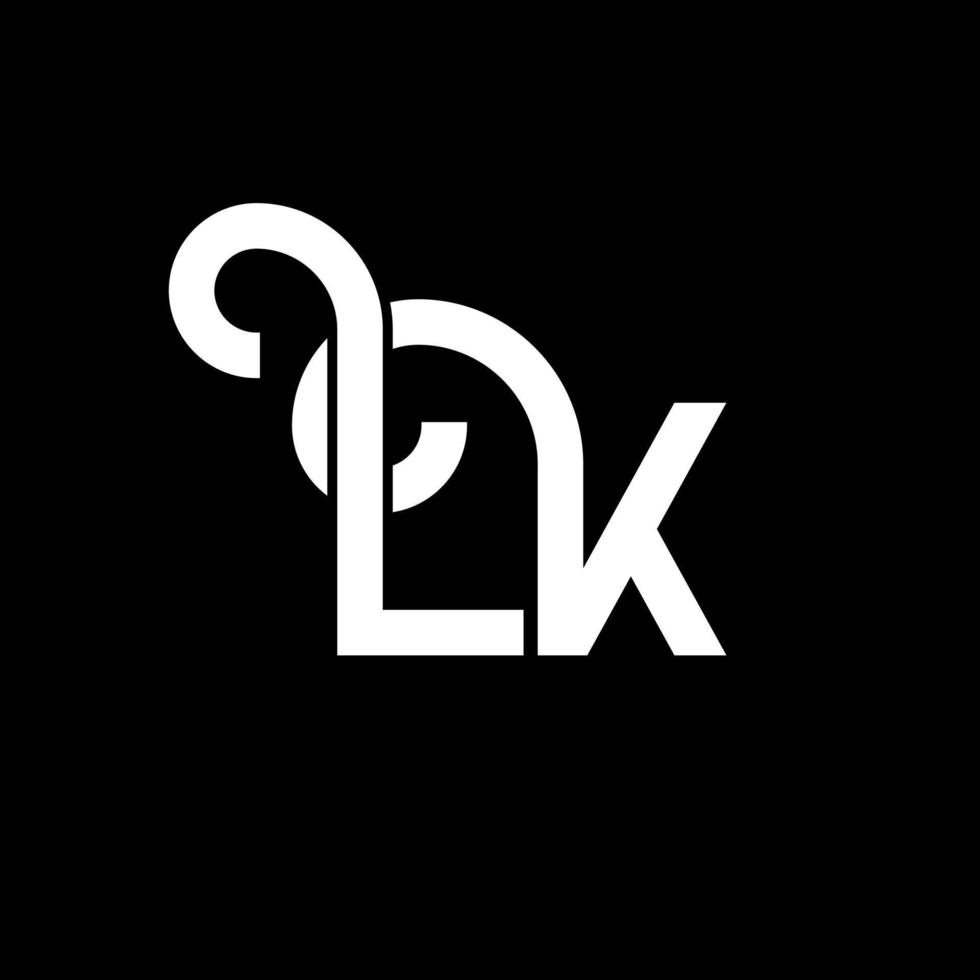 lk bokstavslogotypdesign. initiala bokstäver lk logotyp ikon. abstrakt bokstav lk minimal logotyp formgivningsmall. lk brev design vektor med svarta färger. lk logotyp