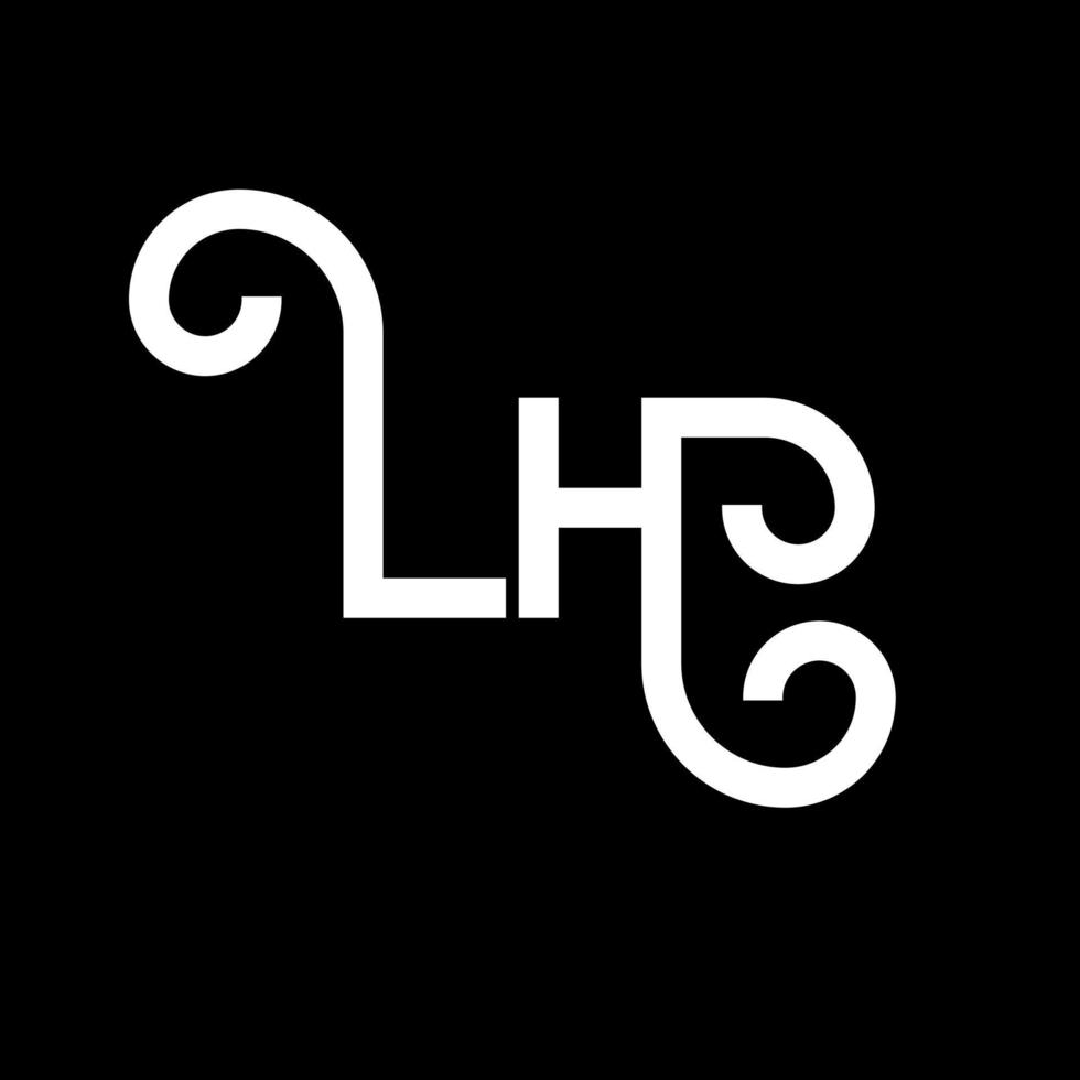 lh bokstavslogotypdesign. initiala bokstäver lh logotyp ikon. abstrakt bokstav lh minimal logotyp formgivningsmall. lh bokstav design vektor med svarta färger. lh logotyp