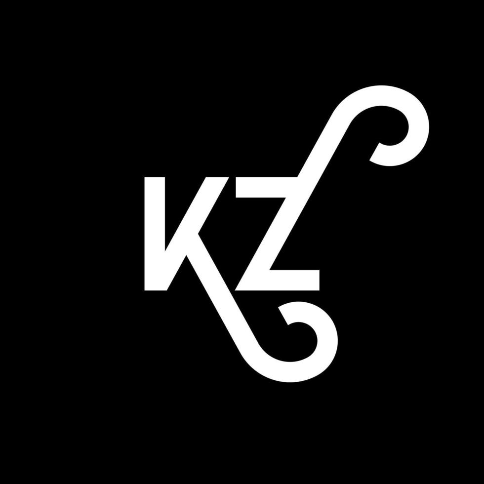 kz bokstavslogotypdesign. initiala bokstäver kz logotyp ikon. abstrakt bokstav kz minimal logotyp formgivningsmall. kz brev design vektor med svarta färger. kz logotyp