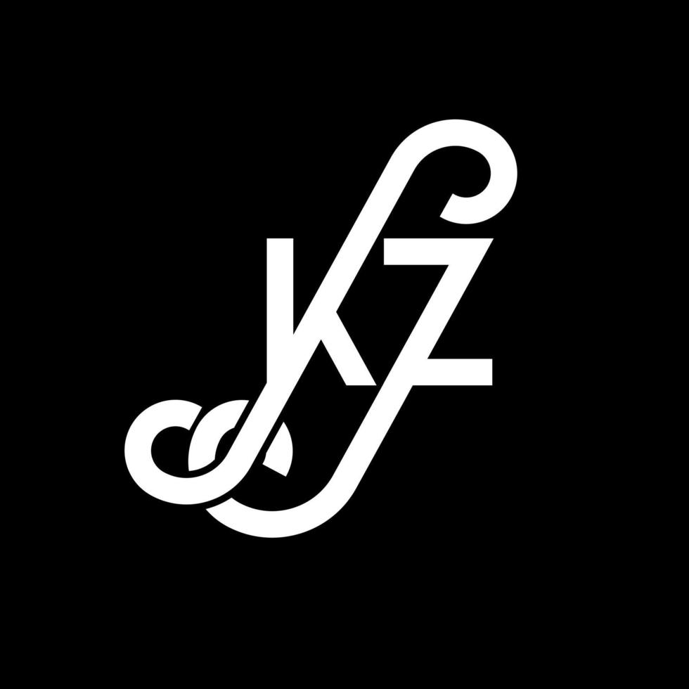 kz bokstavslogotypdesign. initiala bokstäver kz logotyp ikon. abstrakt bokstav kz minimal logotyp formgivningsmall. kz brev design vektor med svarta färger. kz logotyp