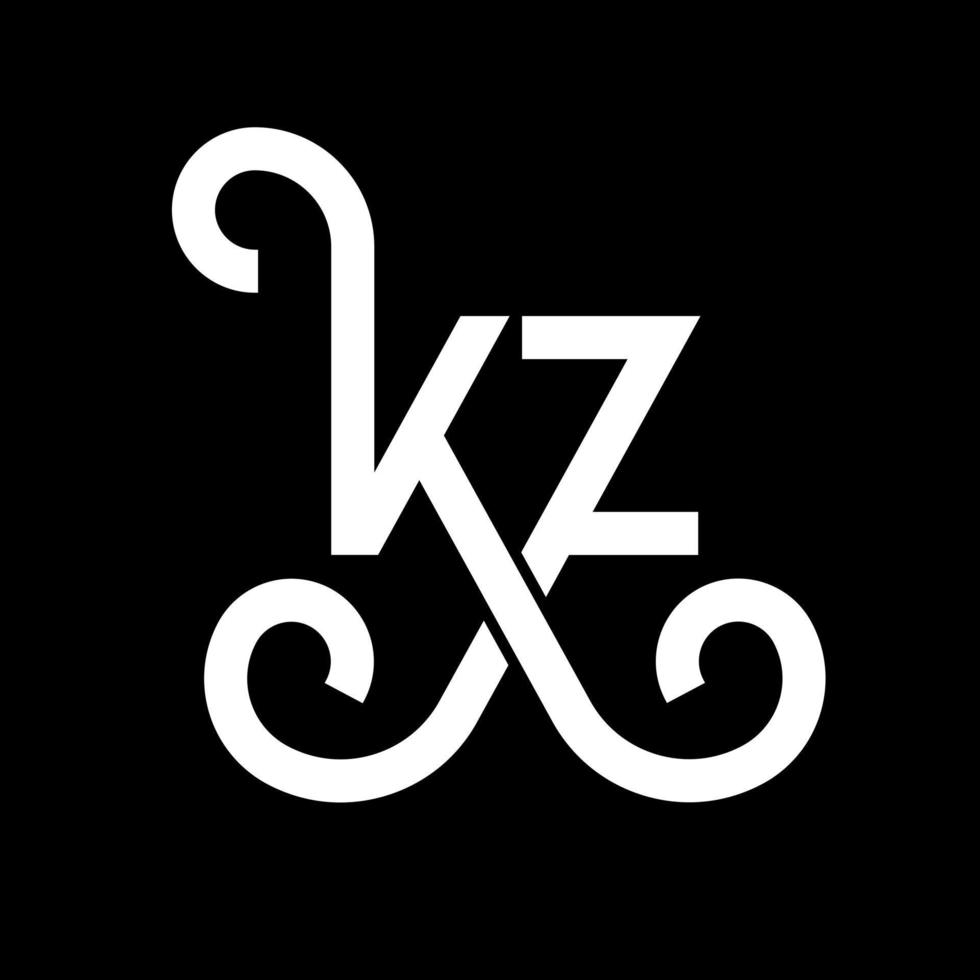 kz bokstavslogotypdesign. initiala bokstäver kz logotyp ikon. abstrakt bokstav kz minimal logotyp formgivningsmall. kz brev design vektor med svarta färger. kz logotyp