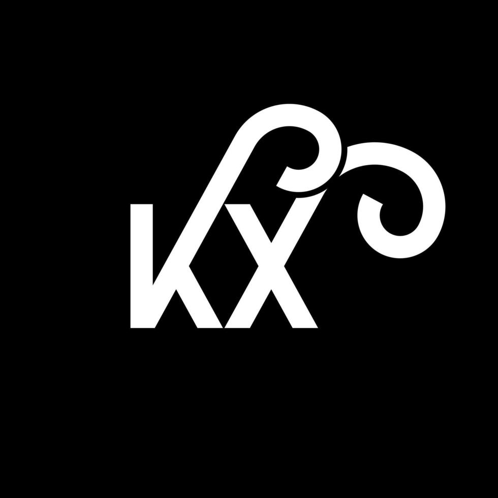 kx brev logotyp design på svart bakgrund. kx kreativa initialer bokstavslogotyp koncept. kx bokstavsdesign. kx vit bokstavsdesign på svart bakgrund. kx, kx logotyp vektor