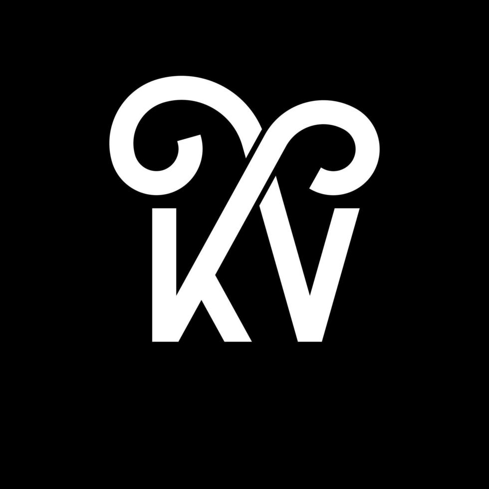 kv bokstav logotyp design på svart bakgrund. kv kreativa initialer bokstavslogotyp koncept. kv bokstavsdesign. kv vit bokstavsdesign på svart bakgrund. kv, kv logotyp vektor