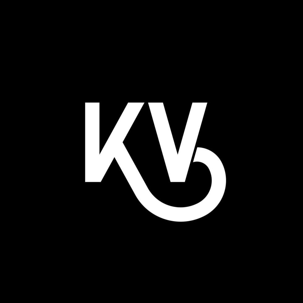 kv bokstav logotyp design på svart bakgrund. kv kreativa initialer bokstavslogotyp koncept. kv bokstavsdesign. kv vit bokstavsdesign på svart bakgrund. kv, kv logotyp vektor