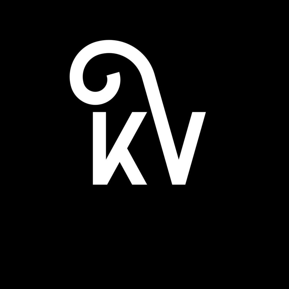 kv bokstav logotyp design på svart bakgrund. kv kreativa initialer bokstavslogotyp koncept. kv bokstavsdesign. kv vit bokstavsdesign på svart bakgrund. kv, kv logotyp vektor