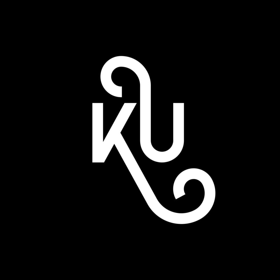 ku-Buchstaben-Logo-Design auf schwarzem Hintergrund. ku kreative Initialen schreiben Logo-Konzept. ku-Briefgestaltung. ku weißes Buchstabendesign auf schwarzem Hintergrund. ku, ku-Logo vektor