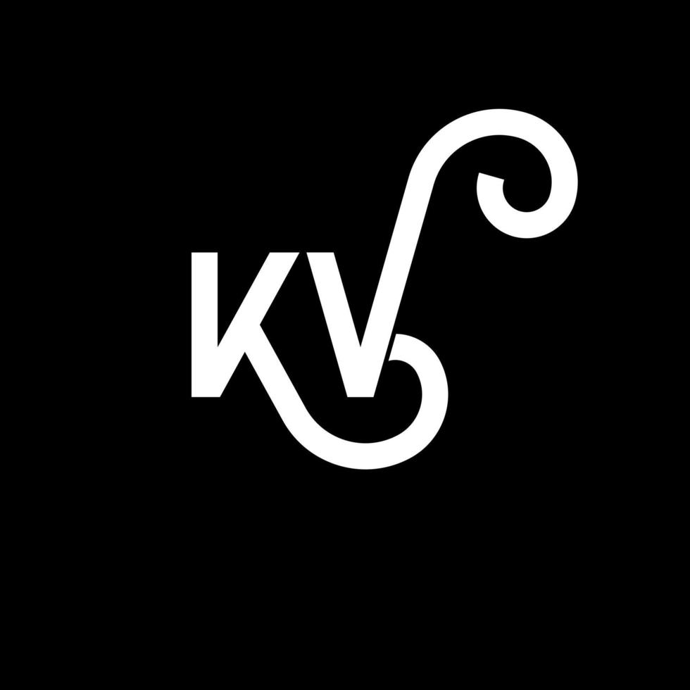 kv-Buchstaben-Logo-Design auf schwarzem Hintergrund. kv kreative Initialen schreiben Logo-Konzept. kv Briefgestaltung. kv weißes Buchstabendesign auf schwarzem Hintergrund. kv, kv-Logo vektor