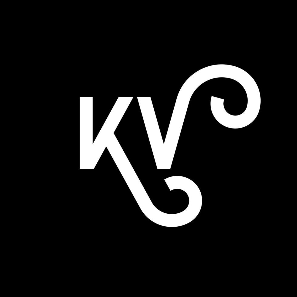 kv bokstav logotyp design på svart bakgrund. kv kreativa initialer bokstavslogotyp koncept. kv bokstavsdesign. kv vit bokstavsdesign på svart bakgrund. kv, kv logotyp vektor