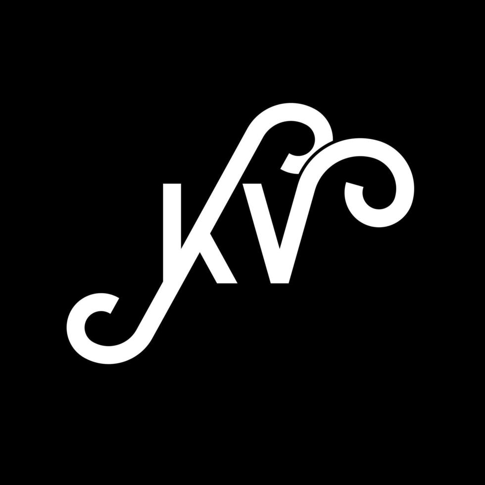 kv bokstav logotyp design på svart bakgrund. kv kreativa initialer bokstavslogotyp koncept. kv bokstavsdesign. kv vit bokstavsdesign på svart bakgrund. kv, kv logotyp vektor