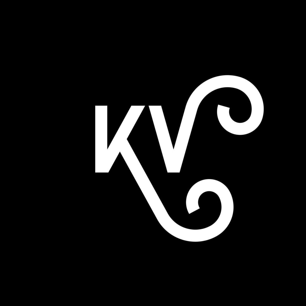 kv-Buchstaben-Logo-Design auf schwarzem Hintergrund. kv kreative Initialen schreiben Logo-Konzept. kv Briefgestaltung. kv weißes Buchstabendesign auf schwarzem Hintergrund. kv, kv-Logo vektor