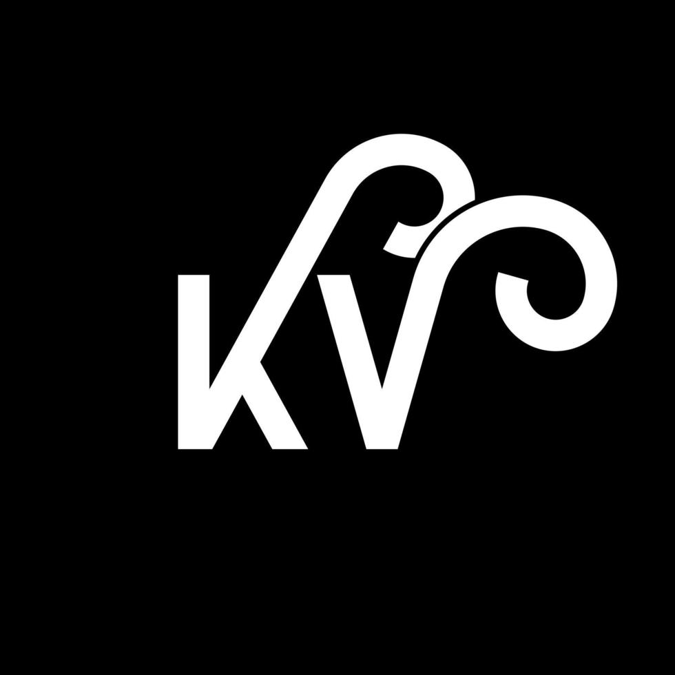 kv bokstav logotyp design på svart bakgrund. kv kreativa initialer bokstavslogotyp koncept. kv bokstavsdesign. kv vit bokstavsdesign på svart bakgrund. kv, kv logotyp vektor