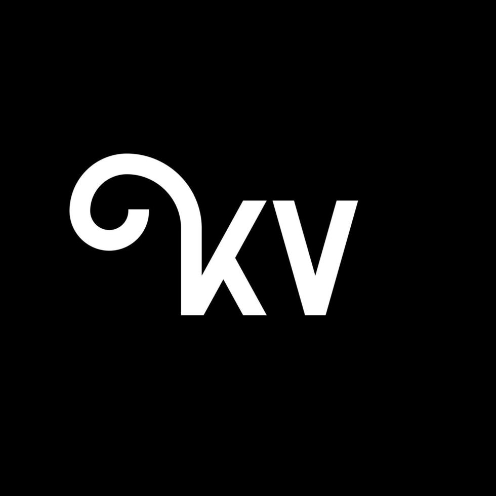 kv bokstav logotyp design på svart bakgrund. kv kreativa initialer bokstavslogotyp koncept. kv bokstavsdesign. kv vit bokstavsdesign på svart bakgrund. kv, kv logotyp vektor