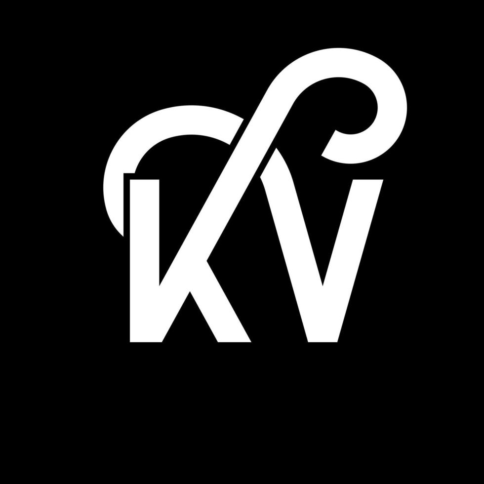 kv-Buchstaben-Logo-Design auf schwarzem Hintergrund. kv kreative Initialen schreiben Logo-Konzept. kv Briefgestaltung. kv weißes Buchstabendesign auf schwarzem Hintergrund. kv, kv-Logo vektor