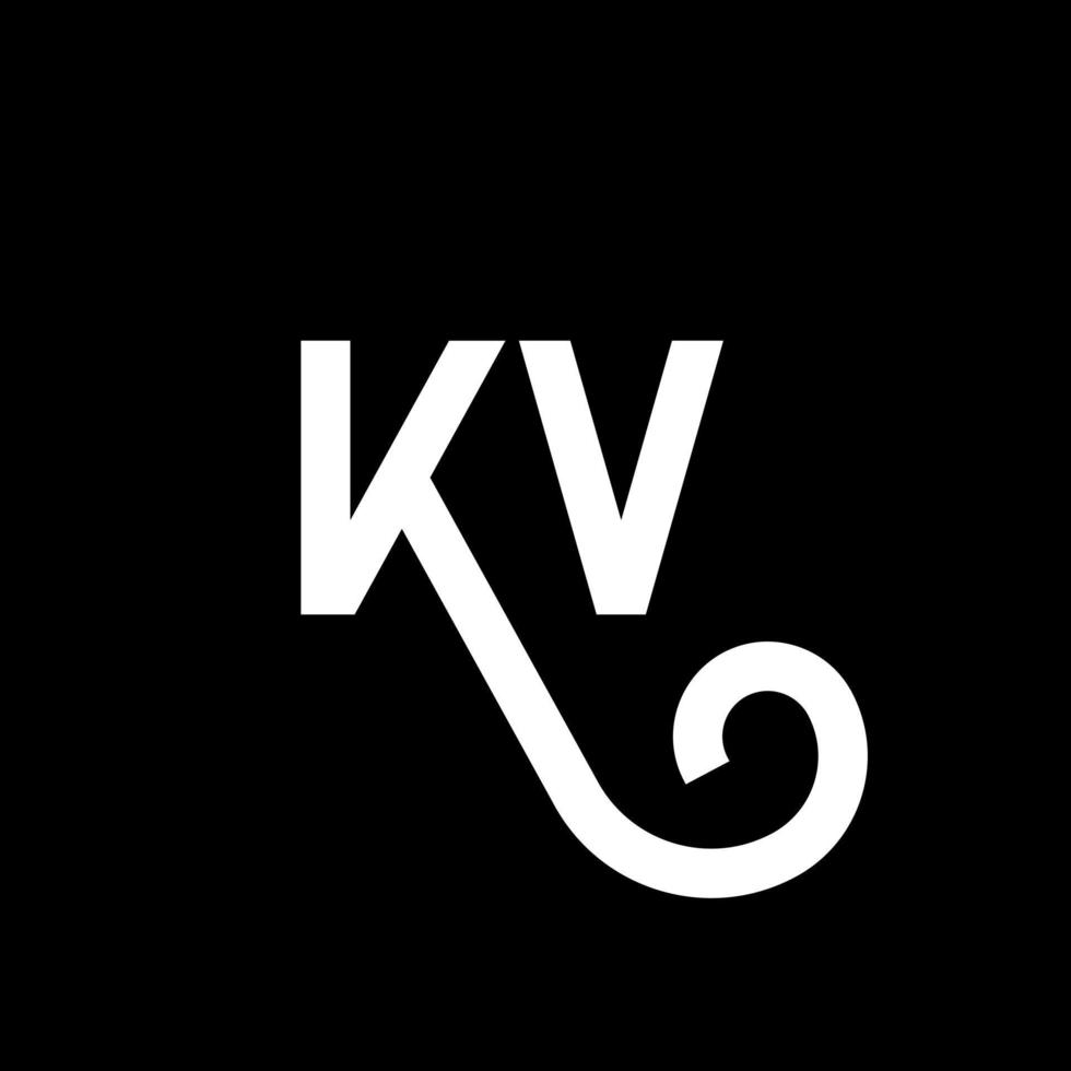 kv bokstav logotyp design på svart bakgrund. kv kreativa initialer bokstavslogotyp koncept. kv bokstavsdesign. kv vit bokstavsdesign på svart bakgrund. kv, kv logotyp vektor