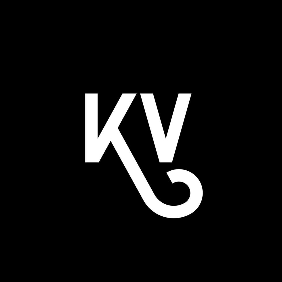 kv bokstav logotyp design på svart bakgrund. kv kreativa initialer bokstavslogotyp koncept. kv bokstavsdesign. kv vit bokstavsdesign på svart bakgrund. kv, kv logotyp vektor