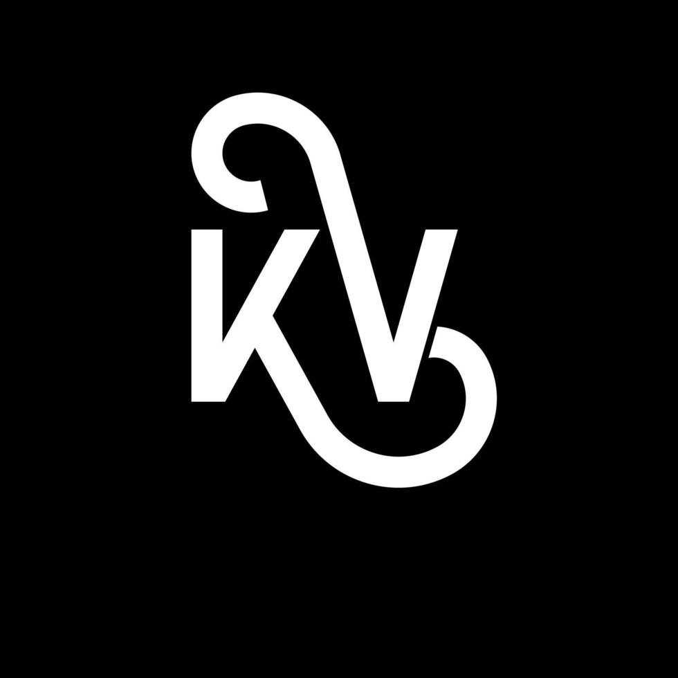 kv bokstav logotyp design på svart bakgrund. kv kreativa initialer bokstavslogotyp koncept. kv bokstavsdesign. kv vit bokstavsdesign på svart bakgrund. kv, kv logotyp vektor