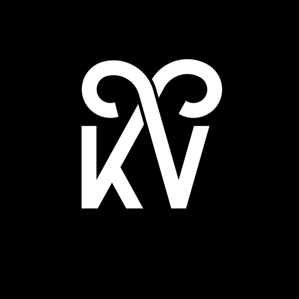 kv bokstav logotyp design på svart bakgrund. kv kreativa initialer bokstavslogotyp koncept. kv bokstavsdesign. kv vit bokstavsdesign på svart bakgrund. kv, kv logotyp vektor