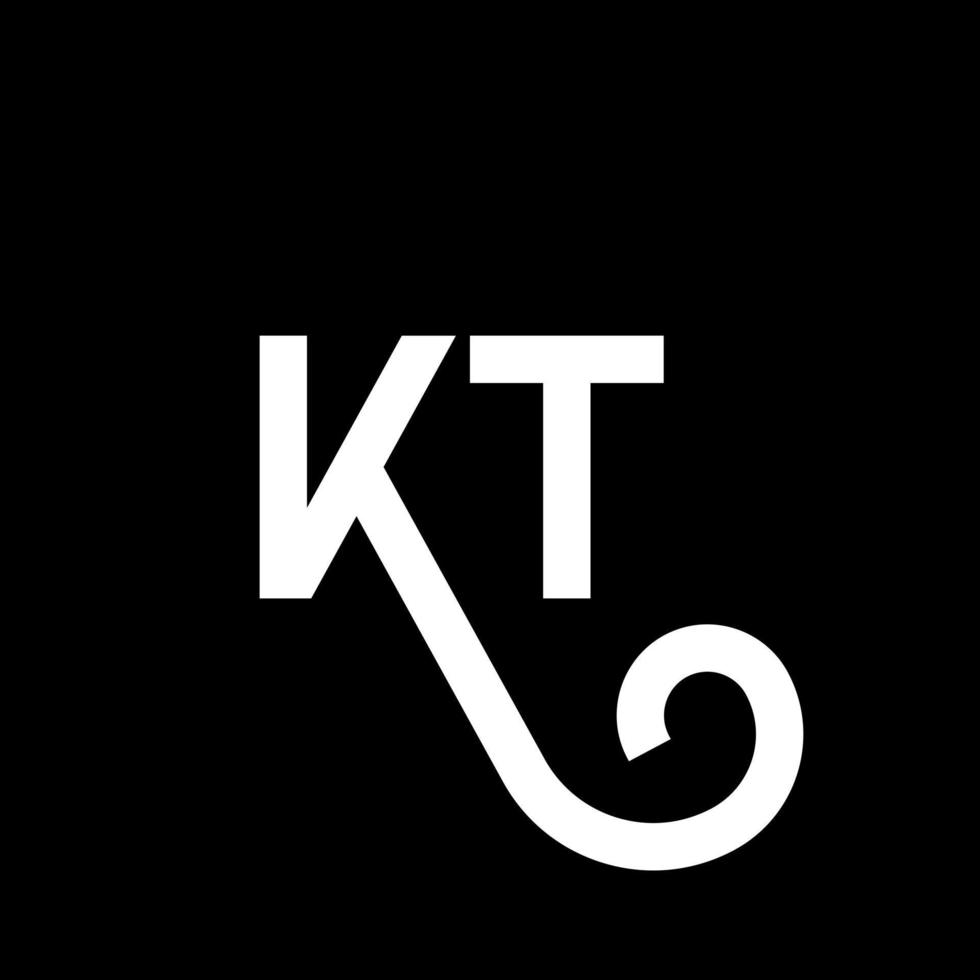 kt-Buchstaben-Logo-Design auf schwarzem Hintergrund. kt kreatives Initialen-Buchstaben-Logo-Konzept. kt-Briefgestaltung. kt weißes Buchstabendesign auf schwarzem Hintergrund. kt, kt-Logo vektor