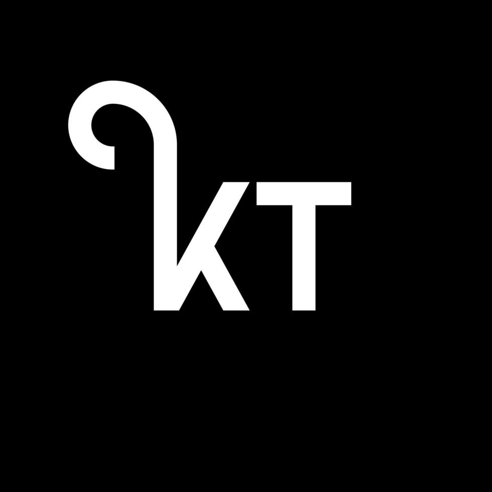 kt-Buchstaben-Logo-Design auf schwarzem Hintergrund. kt kreatives Initialen-Buchstaben-Logo-Konzept. kt-Briefgestaltung. kt weißes Buchstabendesign auf schwarzem Hintergrund. kt, kt-Logo vektor