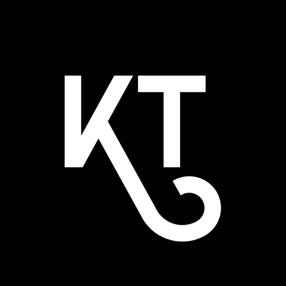 kt brev logotyp design på svart bakgrund. kt kreativa initialer bokstavslogotyp koncept. kt bokstavsdesign. kt vit bokstavsdesign på svart bakgrund. kt, kt logotyp vektor