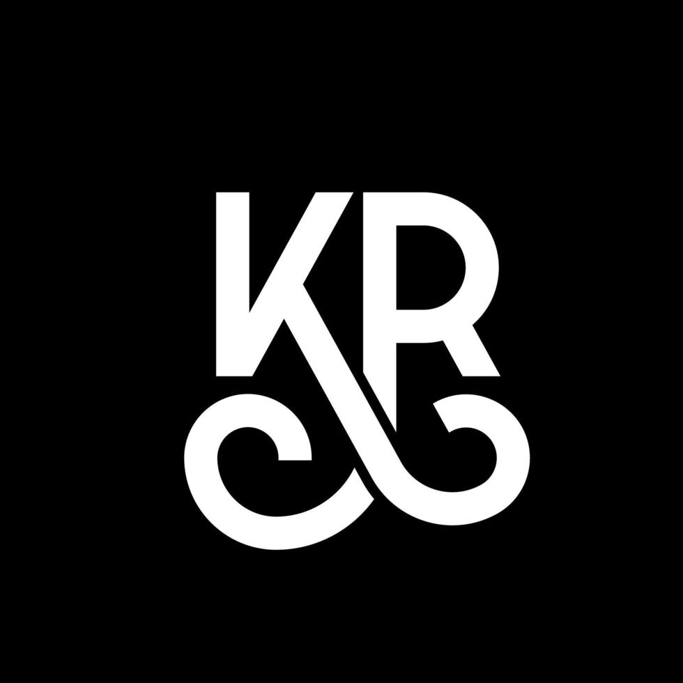 kr brev logotyp design på svart bakgrund. kr kreativa initialer bokstavslogotyp koncept. kr bokstavsdesign. kr vit bokstavsdesign på svart bakgrund. kr, kr logotyp vektor