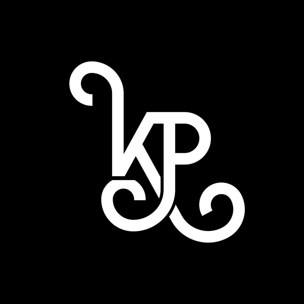 kp brev logotyp design på svart bakgrund. kp kreativa initialer bokstavslogotyp koncept. kp brev design. kp vit bokstavsdesign på svart bakgrund. kp, kp logotyp vektor