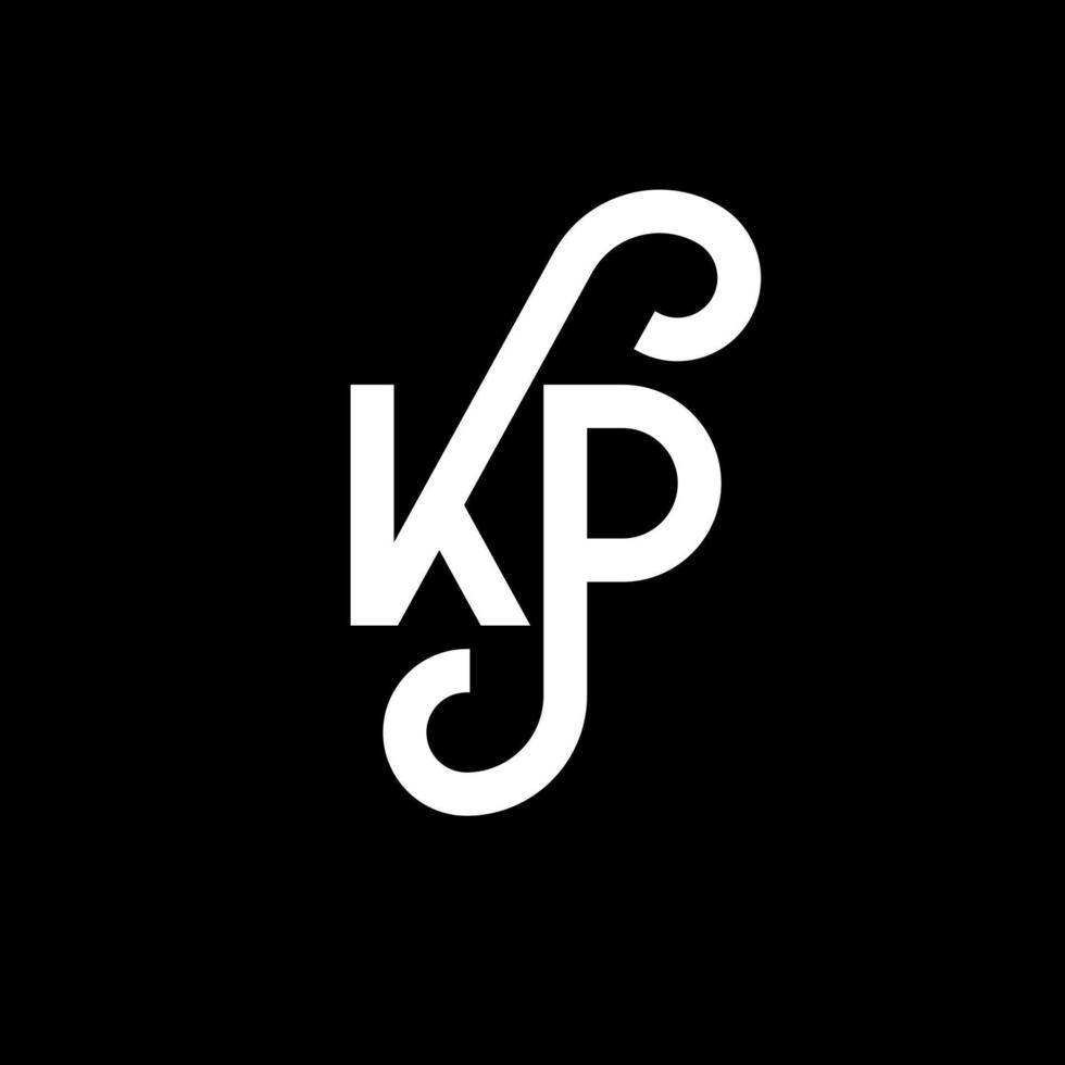 kp-Brief-Logo-Design auf schwarzem Hintergrund. kp kreatives Initialen-Buchstaben-Logo-Konzept. kp Briefgestaltung. kp weißes Buchstabendesign auf schwarzem Hintergrund. kp, kp-Logo vektor