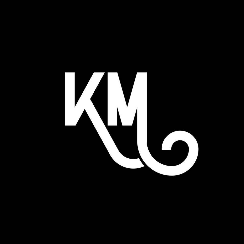 km-Brief-Logo-Design auf schwarzem Hintergrund. km kreatives Initialen-Buchstaben-Logo-Konzept. km Briefgestaltung. km weißes Buchstabendesign auf schwarzem Hintergrund. km, km-Logo vektor