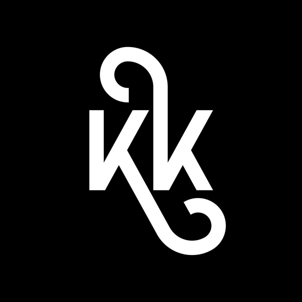 kk-Buchstaben-Logo-Design auf schwarzem Hintergrund. kk kreative Initialen schreiben Logo-Konzept. kk Briefgestaltung. kk weißes Buchstabendesign auf schwarzem Hintergrund. kk, kk-Logo vektor