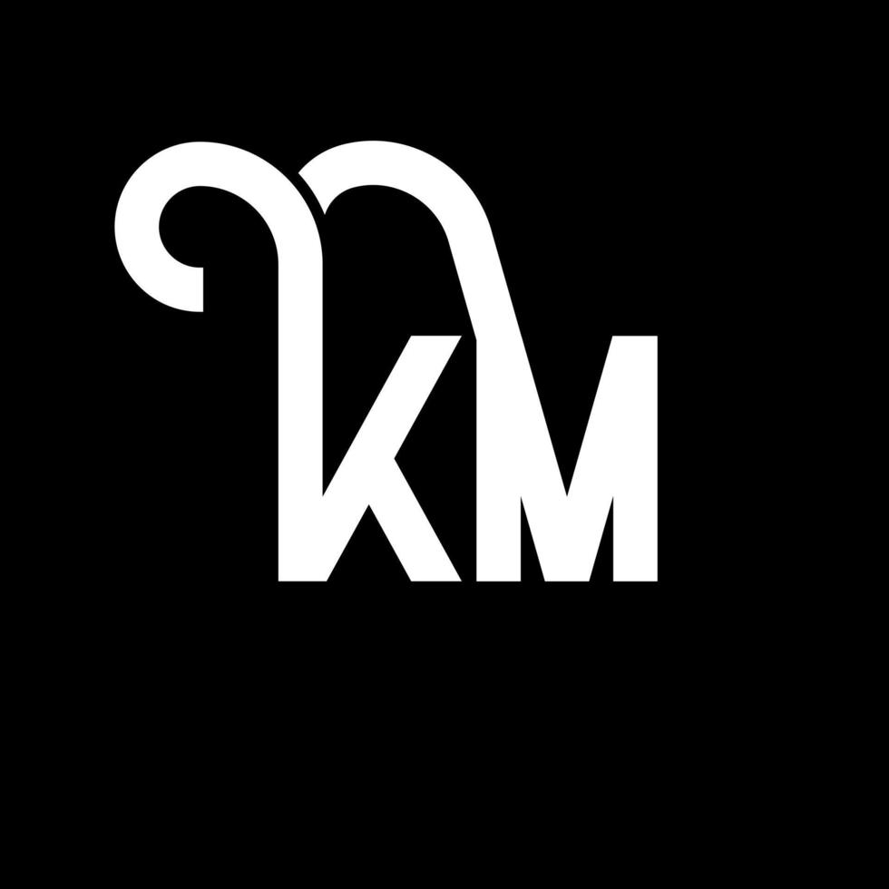 km brev logotyp design på svart bakgrund. km kreativa initialer brev logotyp koncept. km bokstavsdesign. km vit bokstavsdesign på svart bakgrund. km, km logotyp vektor