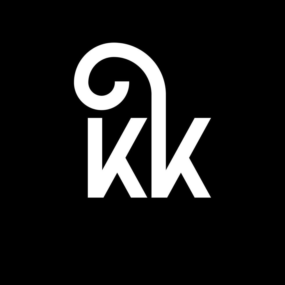 kk bokstavslogotypdesign på svart bakgrund. kk kreativa initialer bokstavslogotyp koncept. kk bokstavsdesign. kk vit bokstavsdesign på svart bakgrund. kk, kk logotyp vektor