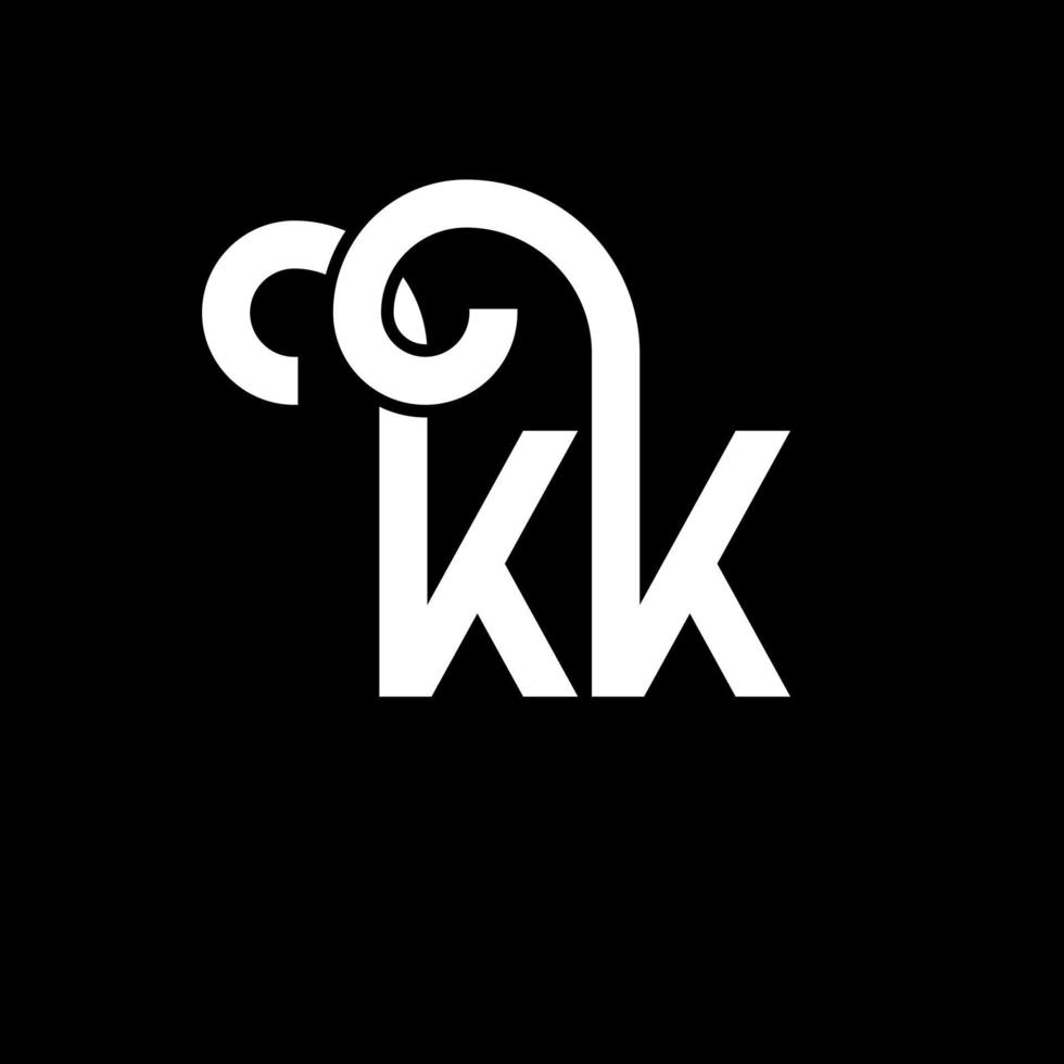 kk bokstavslogotypdesign på svart bakgrund. kk kreativa initialer bokstavslogotyp koncept. kk bokstavsdesign. kk vit bokstavsdesign på svart bakgrund. kk, kk logotyp vektor