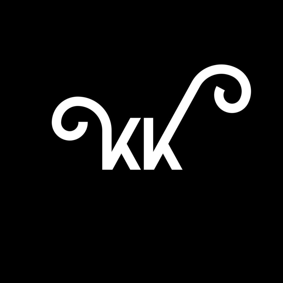 kk bokstavslogotypdesign på svart bakgrund. kk kreativa initialer bokstavslogotyp koncept. kk bokstavsdesign. kk vit bokstavsdesign på svart bakgrund. kk, kk logotyp vektor