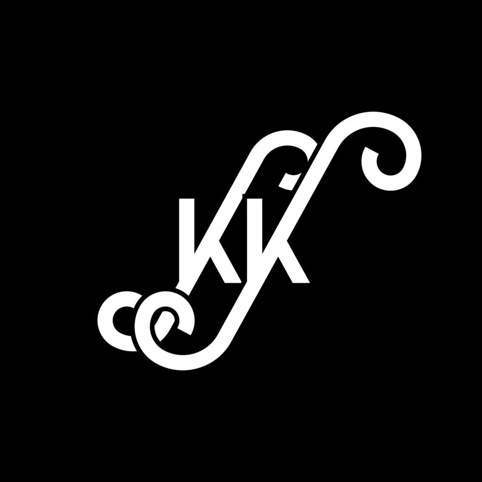 kk bokstavslogotypdesign på svart bakgrund. kk kreativa initialer bokstavslogotyp koncept. kk bokstavsdesign. kk vit bokstavsdesign på svart bakgrund. kk, kk logotyp vektor