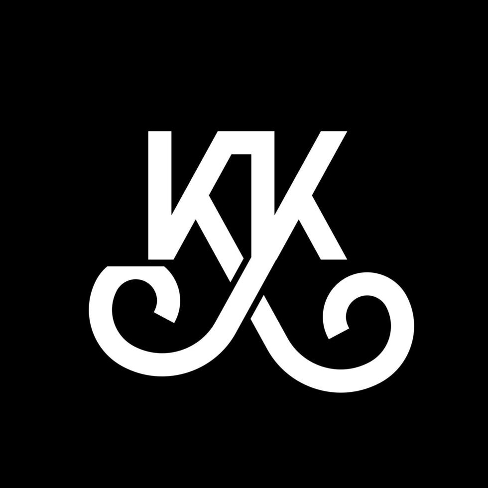 kk bokstavslogotypdesign på svart bakgrund. kk kreativa initialer bokstavslogotyp koncept. kk bokstavsdesign. kk vit bokstavsdesign på svart bakgrund. kk, kk logotyp vektor