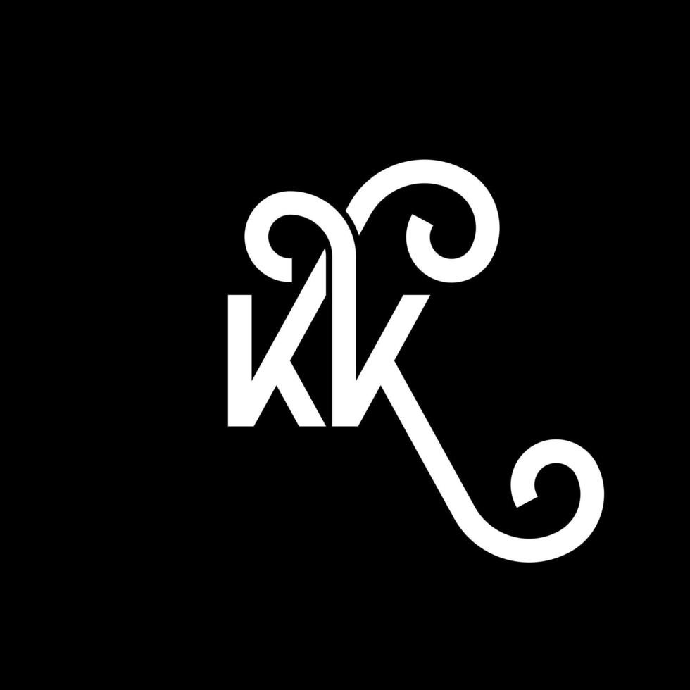 kk bokstavslogotypdesign på svart bakgrund. kk kreativa initialer bokstavslogotyp koncept. kk bokstavsdesign. kk vit bokstavsdesign på svart bakgrund. kk, kk logotyp vektor