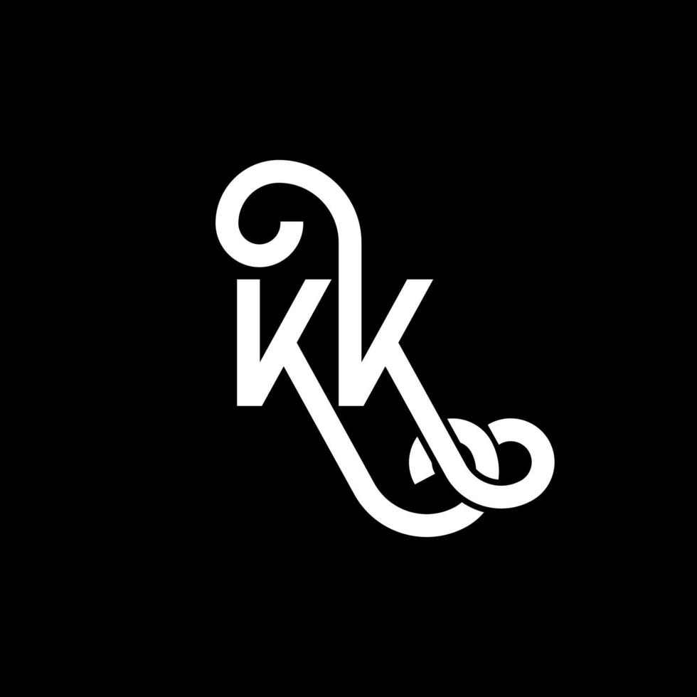 kk bokstavslogotypdesign på svart bakgrund. kk kreativa initialer bokstavslogotyp koncept. kk bokstavsdesign. kk vit bokstavsdesign på svart bakgrund. kk, kk logotyp vektor