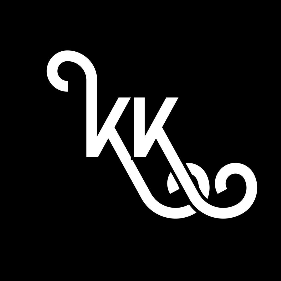 kk bokstavslogotypdesign på svart bakgrund. kk kreativa initialer bokstavslogotyp koncept. kk bokstavsdesign. kk vit bokstavsdesign på svart bakgrund. kk, kk logotyp vektor