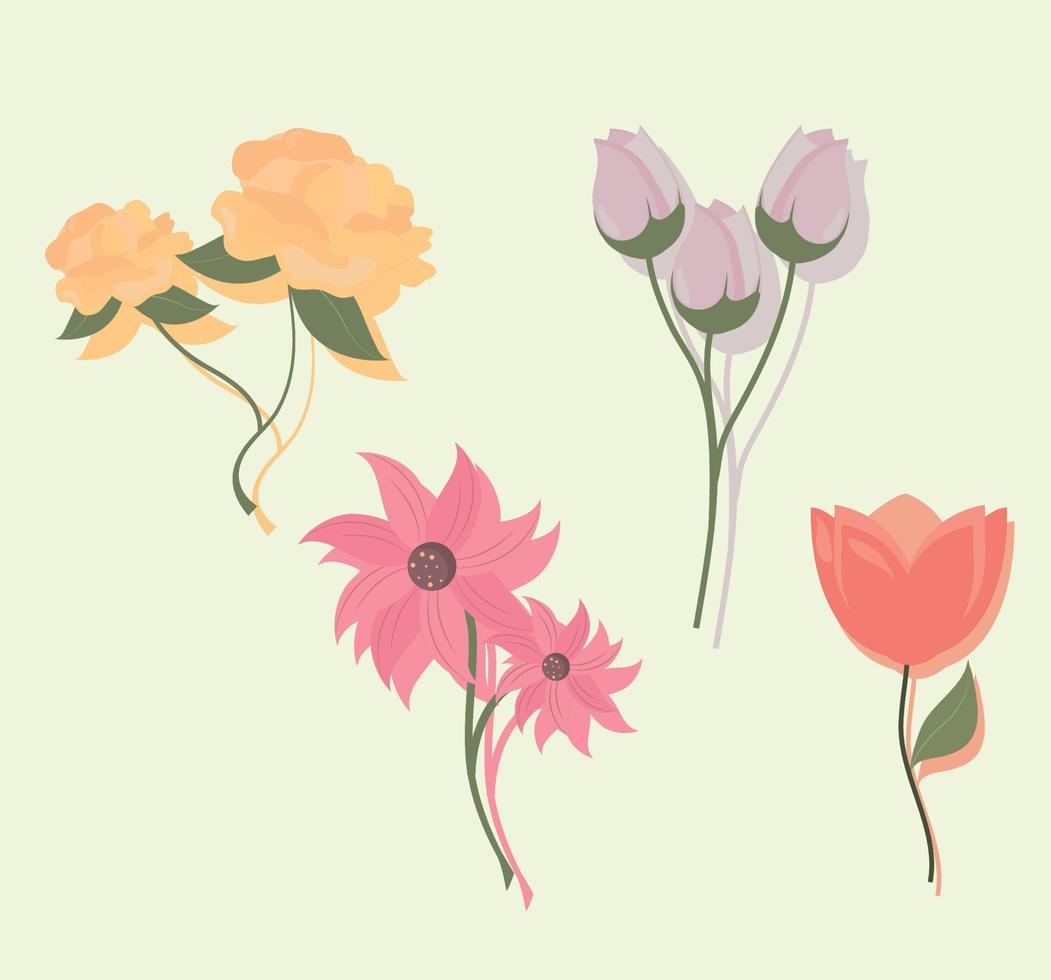 ikoner samling blommor vektor