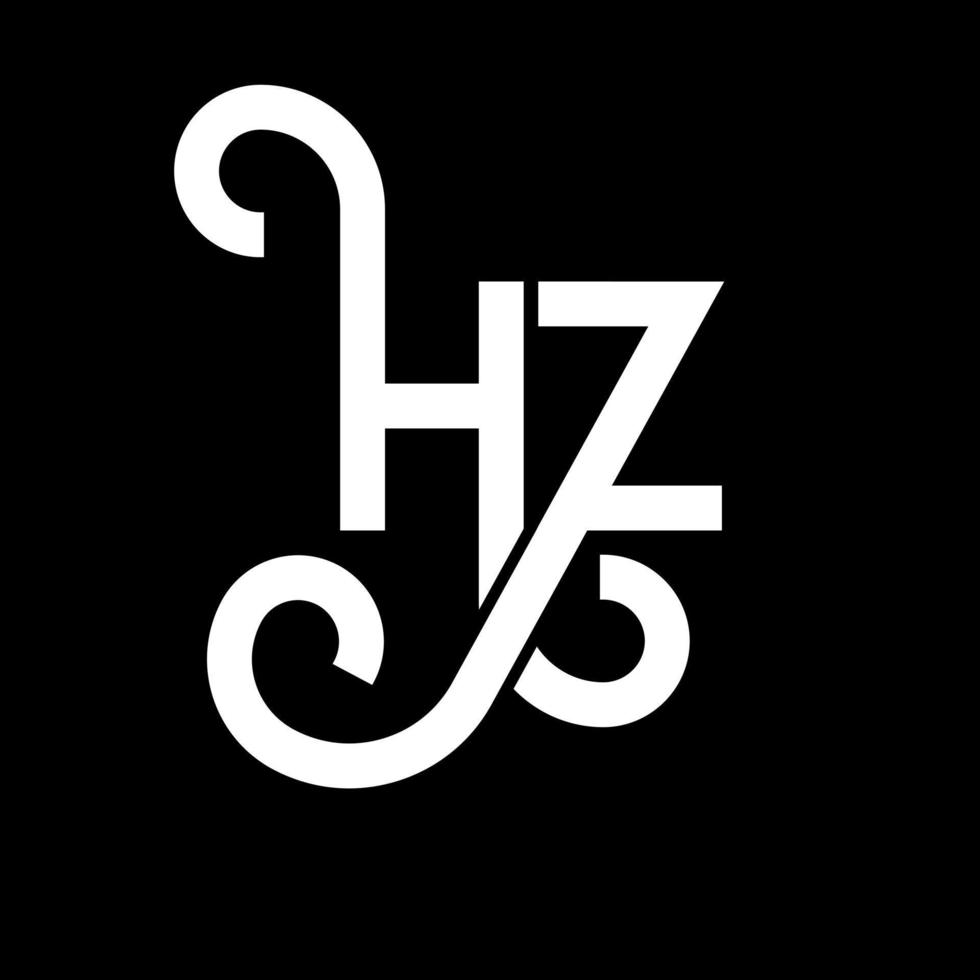 hz-Brief-Logo-Design auf schwarzem Hintergrund. hz kreative Initialen schreiben Logo-Konzept. hz Briefgestaltung. hz weißes Buchstabendesign auf schwarzem Hintergrund. Hz, Hz-Logo vektor