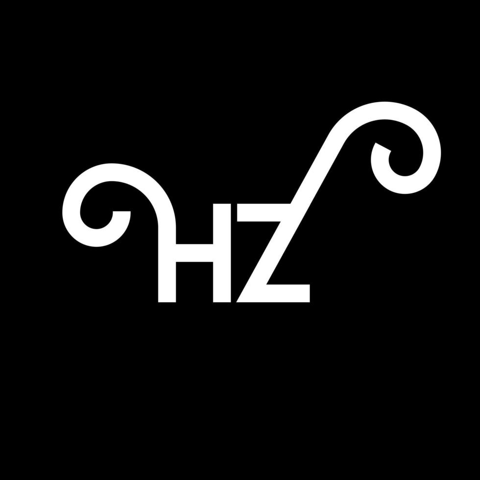 hz-Brief-Logo-Design auf schwarzem Hintergrund. hz kreative Initialen schreiben Logo-Konzept. hz Briefgestaltung. hz weißes Buchstabendesign auf schwarzem Hintergrund. Hz, Hz-Logo vektor