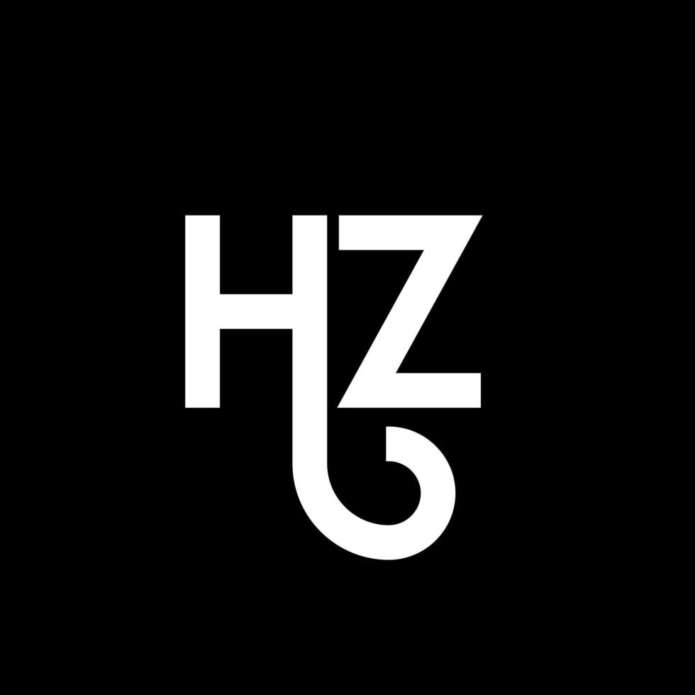 hz-Brief-Logo-Design auf schwarzem Hintergrund. hz kreative Initialen schreiben Logo-Konzept. hz Briefgestaltung. hz weißes Buchstabendesign auf schwarzem Hintergrund. Hz, Hz-Logo vektor