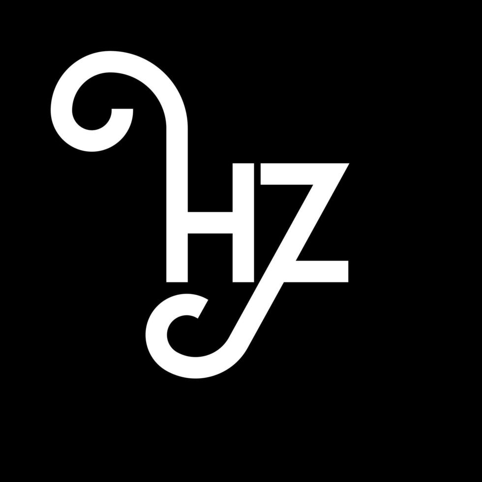 hz-Brief-Logo-Design auf schwarzem Hintergrund. hz kreative Initialen schreiben Logo-Konzept. hz Briefgestaltung. hz weißes Buchstabendesign auf schwarzem Hintergrund. Hz, Hz-Logo vektor