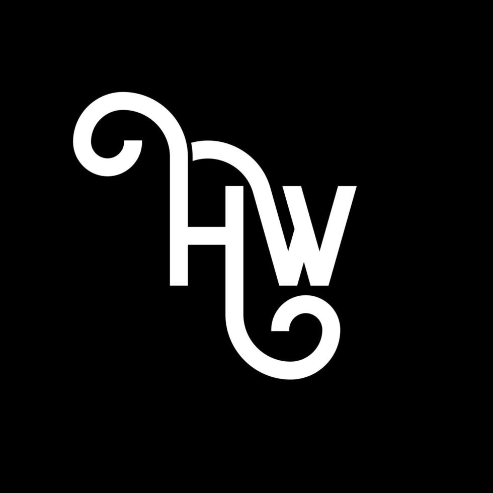 hw brev logotyp design på svart bakgrund. hw kreativa initialer brev logotyp koncept. hw bokstavsdesign. hw vit bokstavsdesign på svart bakgrund. hw, hw logotyp vektor