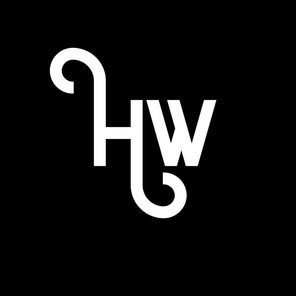 hw brev logotyp design på svart bakgrund. hw kreativa initialer brev logotyp koncept. hw bokstavsdesign. hw vit bokstavsdesign på svart bakgrund. hw, hw logotyp vektor