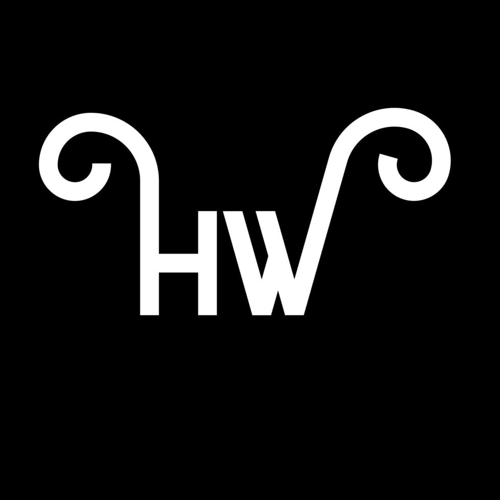 hw-Buchstaben-Logo-Design auf schwarzem Hintergrund. hw kreatives Initialen-Buchstaben-Logo-Konzept. hw Briefgestaltung. hw weißes Buchstabendesign auf schwarzem Hintergrund. hw, hw-Logo vektor