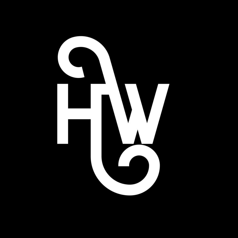 hw-Buchstaben-Logo-Design auf schwarzem Hintergrund. hw kreatives Initialen-Buchstaben-Logo-Konzept. hw Briefgestaltung. hw weißes Buchstabendesign auf schwarzem Hintergrund. hw, hw-Logo vektor